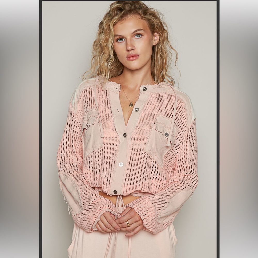 Pink Knit Button-Up Top - Picture 2 of 4